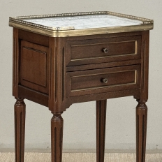Pair French Louis XVI Marble Top End Tables