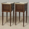 Pair French Louis XVI Marble Top End Tables