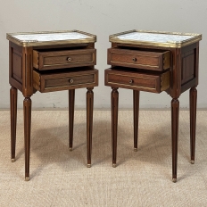 Pair French Louis XVI Marble Top End Tables