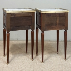 Pair French Louis XVI Marble Top End Tables