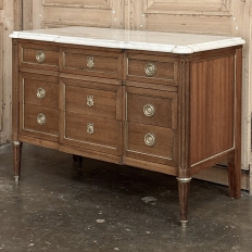 Antique French Louis XVI Mahogany Commode with Carrara Marble
