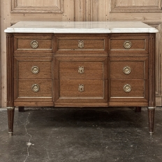 Antique French Louis XVI Mahogany Commode with Carrara Marble