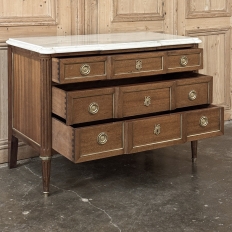 Antique French Louis XVI Mahogany Commode with Carrara Marble