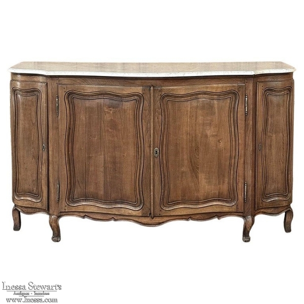 18th Century French Louis XV Walnut Buffet ~ Credenza with Carrara Marble