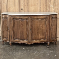 18th Century French Louis XV Walnut Buffet ~ Credenza with Carrara Marble