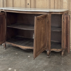 18th Century French Louis XV Walnut Buffet ~ Credenza with Carrara Marble