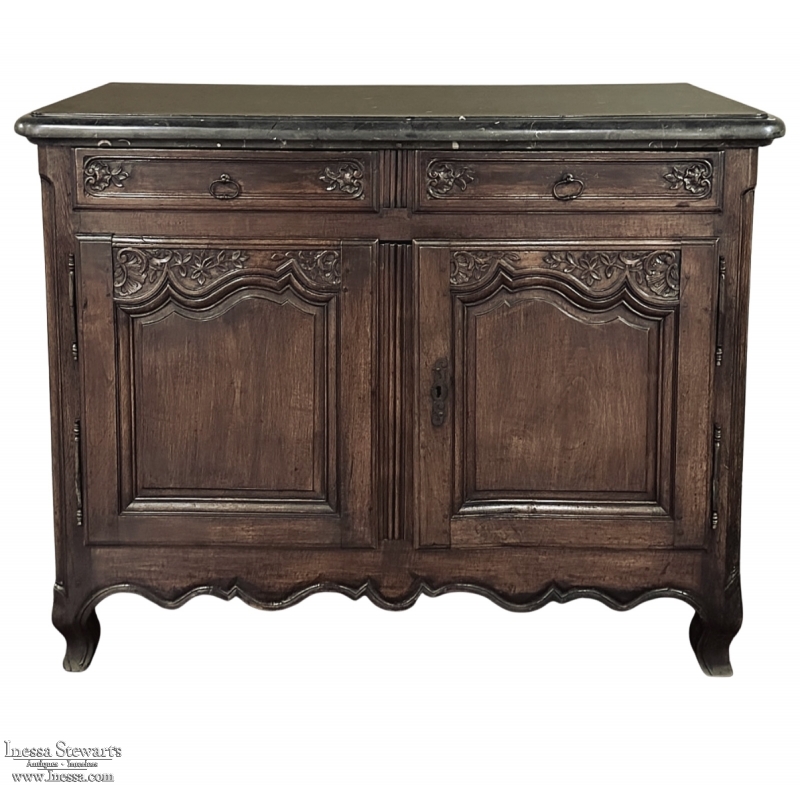 18th Century County French Walnut Buffet with Black Marble Top