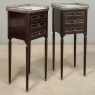 Pair Mid-Century Louis XVI Mahogany End Tables with Carrara Marble