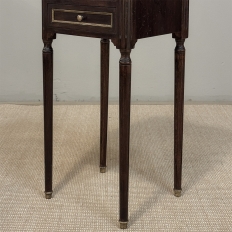Pair Mid-Century Louis XVI Mahogany End Tables with Carrara Marble
