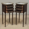 Pair Mid-Century Louis XVI Mahogany End Tables with Carrara Marble