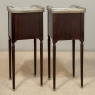 Pair Mid-Century Louis XVI Mahogany End Tables with Carrara Marble