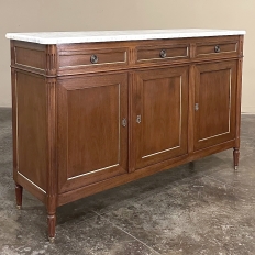 Antique French Louis XVI Mahogany Buffet with Carrara Marble