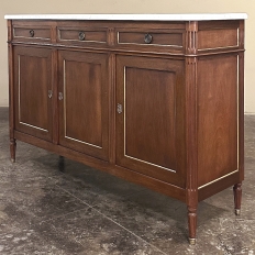 Antique French Louis XVI Mahogany Buffet with Carrara Marble