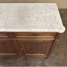 Antique French Louis XVI Mahogany Buffet with Carrara Marble