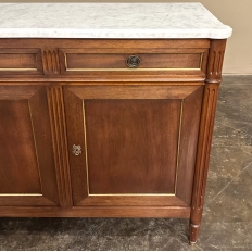 Antique French Louis XVI Mahogany Buffet with Carrara Marble