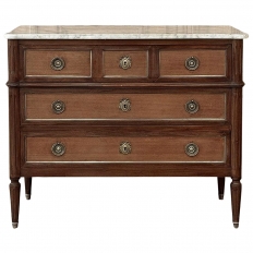 Antique French Louis XVI Mahogany Commode with Carrara Marble