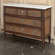 Antique French Louis XVI Mahogany Commode with Carrara Marble