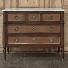 Antique French Louis XVI Mahogany Commode with Carrara Marble