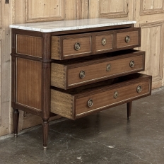 Antique French Louis XVI Mahogany Commode with Carrara Marble