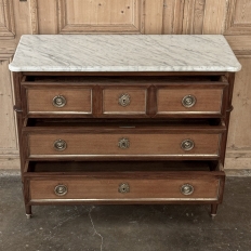 Antique French Louis XVI Mahogany Commode with Carrara Marble