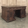 Antique French Neoclassical Henri II Oak Partner's Desk