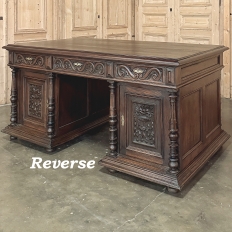Antique French Neoclassical Henri II Oak Partner's Desk