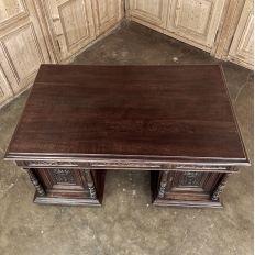 Antique French Neoclassical Henri II Oak Partner's Desk