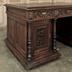 Antique French Neoclassical Henri II Oak Partner's Desk