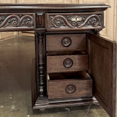 Antique French Neoclassical Henri II Oak Partner's Desk