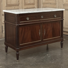 19th Century French Louis XVI Mahogany Buffet ~ Credenza with Carrara Marble