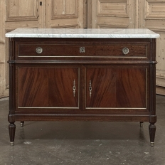 19th Century French Louis XVI Mahogany Buffet ~ Credenza with Carrara Marble
