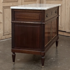 19th Century French Louis XVI Mahogany Buffet ~ Credenza with Carrara Marble