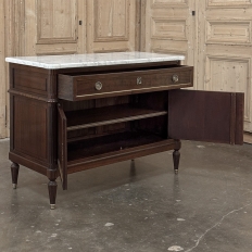 19th Century French Louis XVI Mahogany Buffet ~ Credenza with Carrara Marble