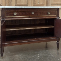 19th Century French Louis XVI Mahogany Buffet ~ Credenza with Carrara Marble