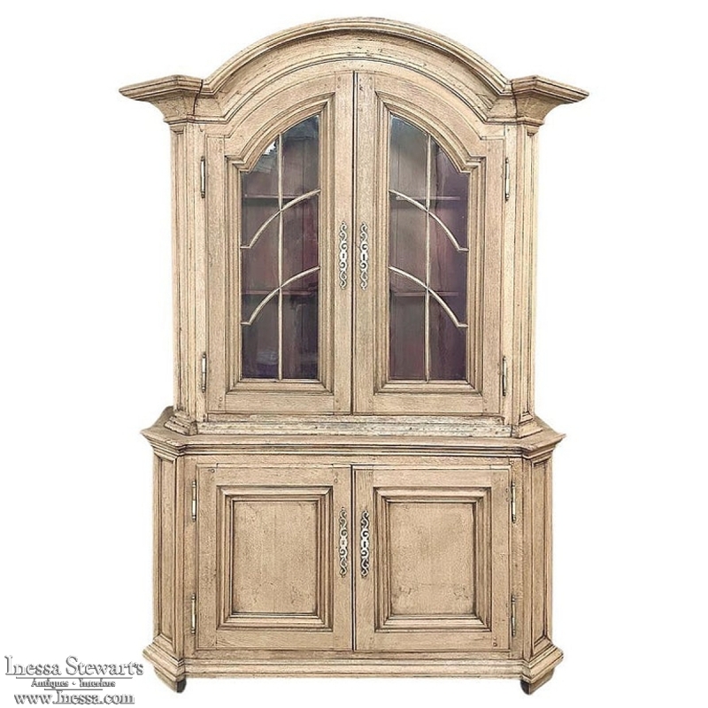 Grand 18th Century Dutch Bookcase ~ China Cabinet in Stripped Oak