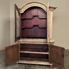 Grand 18th Century Dutch Bookcase ~ China Cabinet in Stripped Oak
