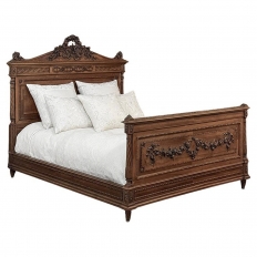 19th Century French Louis XVI Walnut Bed (full size but convertible)