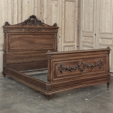 19th Century French Louis XVI Walnut Bed (full size but convertible)