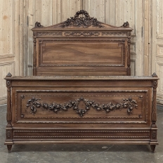 19th Century French Louis XVI Walnut Bed (full size but convertible)