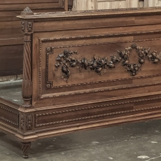 19th Century French Louis XVI Walnut Bed (full size but convertible)