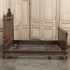 19th Century French Louis XVI Walnut Bed (full size but convertible)