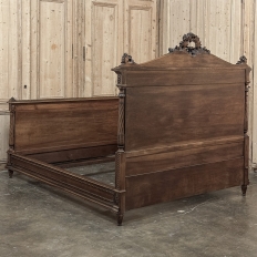 19th Century French Louis XVI Walnut Bed (full size but convertible)