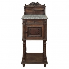 19th Century French Louis XVI Walnut Marble Top Nightstand