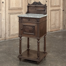 19th Century French Louis XVI Walnut Marble Top Nightstand