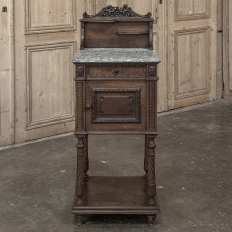 19th Century French Louis XVI Walnut Marble Top Nightstand
