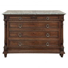 19th Century French Louis XVI Walnut Marble Top Commode