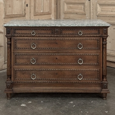 19th Century French Louis XVI Walnut Marble Top Commode