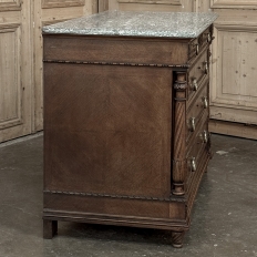 19th Century French Louis XVI Walnut Marble Top Commode