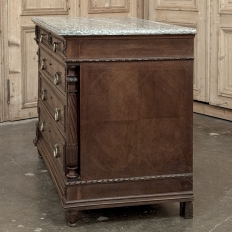 19th Century French Louis XVI Walnut Marble Top Commode