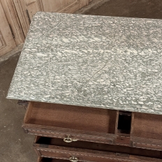 19th Century French Louis XVI Walnut Marble Top Commode